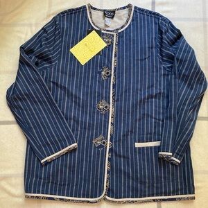 KOOS of Course! Vintage Reversible Blue Pinstriped Blazer Jacket Size Large